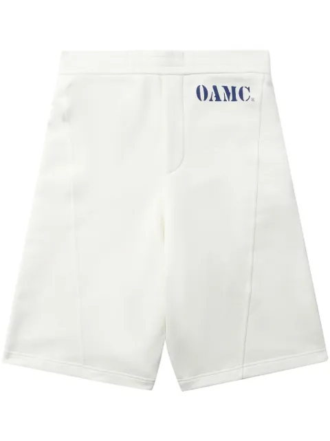 OAMC logo-print cotton track shorts White 24E28OAJ35COT00968