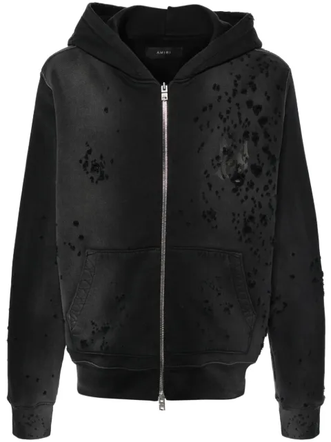 AMIRI Core ripped zip-up hoodie Black AMJYHD1002