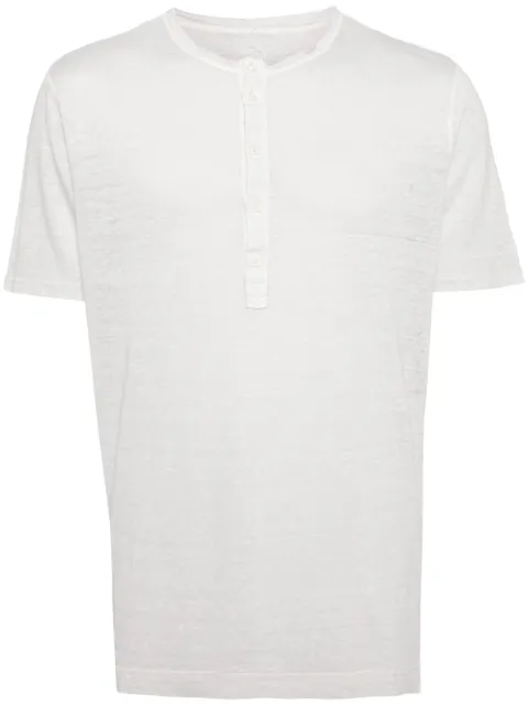 120% Lino button-placket linen T-shirt Grey 31ALIM7672000E908