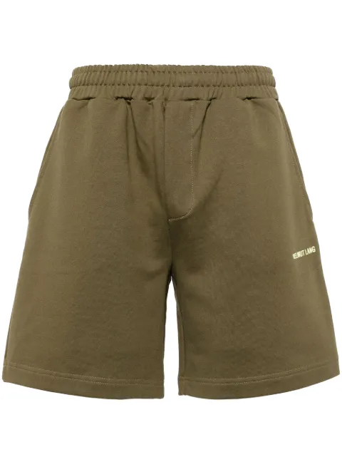 Helmut Lang logo-print cotton shorts Green N09HM213