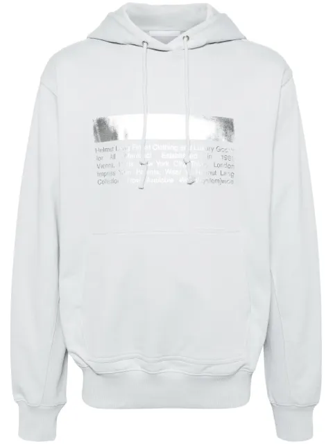 Helmut Lang logo-print cotton hoodie Blue N09HM517