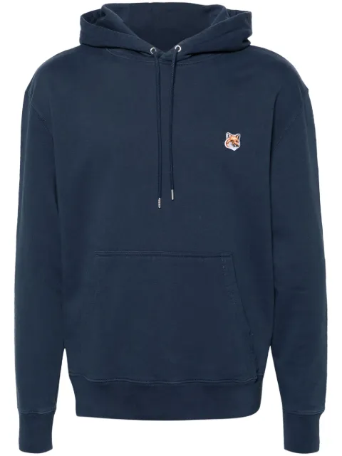 Maison Kitsuné Fox-motif cotton hoodie Blue LM00702KM0001
