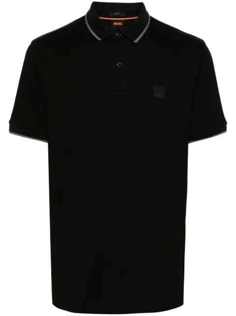 BOSS logo-patch slim-fit polo shirt in stretch cotton Black 50507699