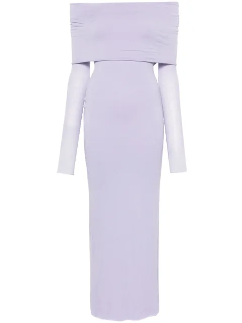 MANURÍ off-shoulder fine-knit dress Purple MRSS24DR9CH027