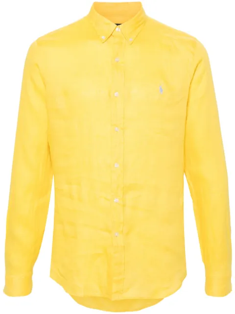 Polo Ralph Lauren Polo Pony-embroidered linen shirt Yellow 710829443030