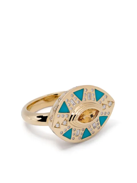 Harwell Godfrey 18kt yellow gold Cleopatra's Tear turquoise cocktail ring Gold HGR103
