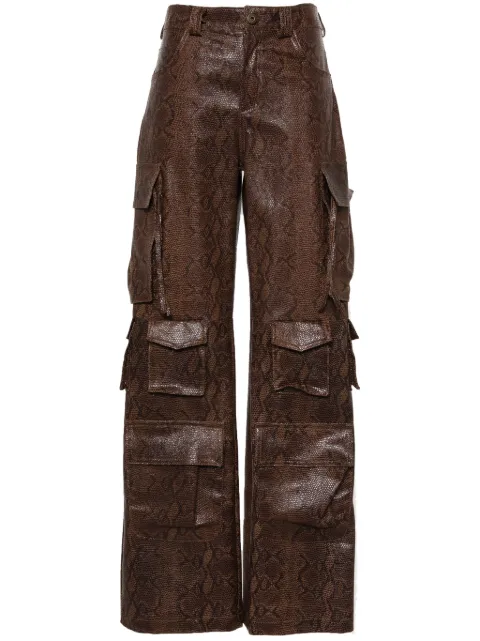 Salvatore Santoro snakeskin-effect straight-leg cargo pants Brown 46050D