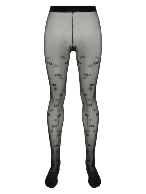 Dolce & Gabbana tulle tights with jacquard DG logo Black O4B16TONP13