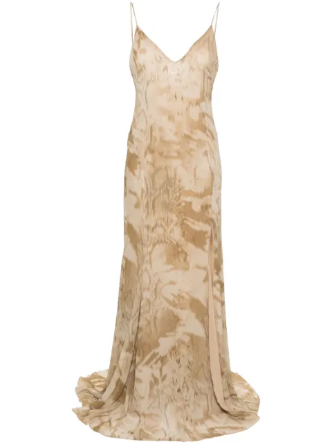 Blumarine tie-dye crepe maxi dress Neutrals P422A454A