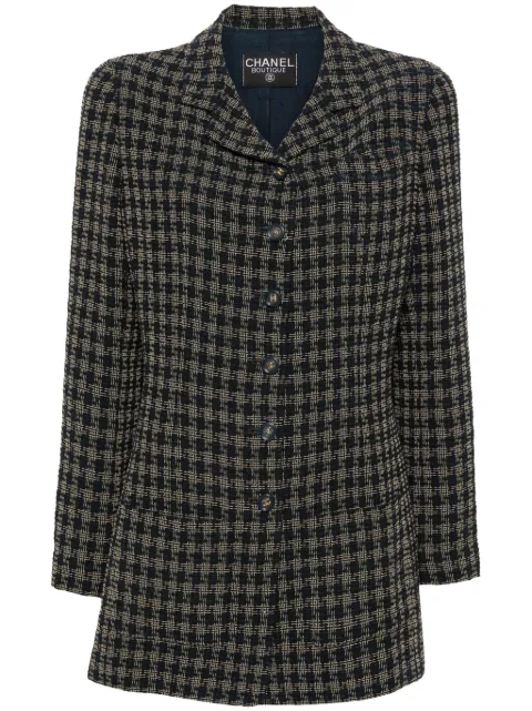 CHANEL Pre-Owned 2000s checked tweed blazer Blue CHA1800RC