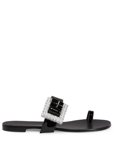 Giuseppe Zanotti Miss Buckle crystal-embellished patent sandals Black E400063001