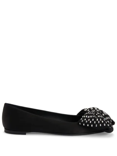 Giuseppe Zanotti Alexandrine Flat crystal-embellished bow ballerina shoes Black E460018001