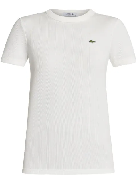 Lacoste ribbed logo-patch T-shirt White TF5538