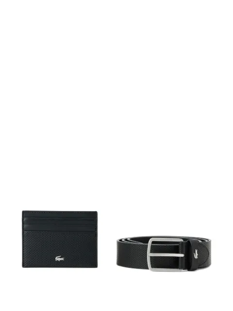 Lacoste leather belt and cardholder set Black RC4092
