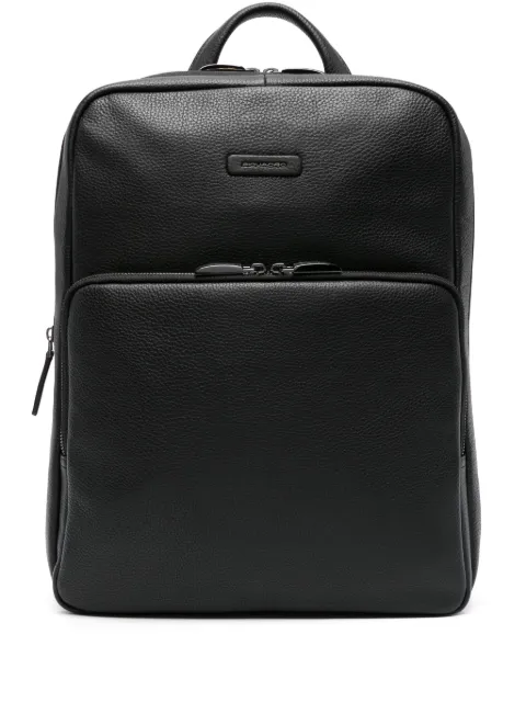 PIQUADRO logo-patch leather backpack Black CA6311MOS