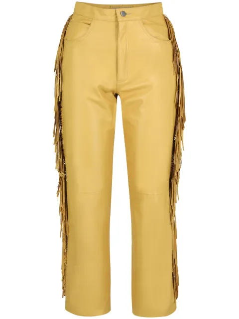 DANCASSAB Amador fringe-detail leather trousers Yellow DCAT22MAMAAMPFL
