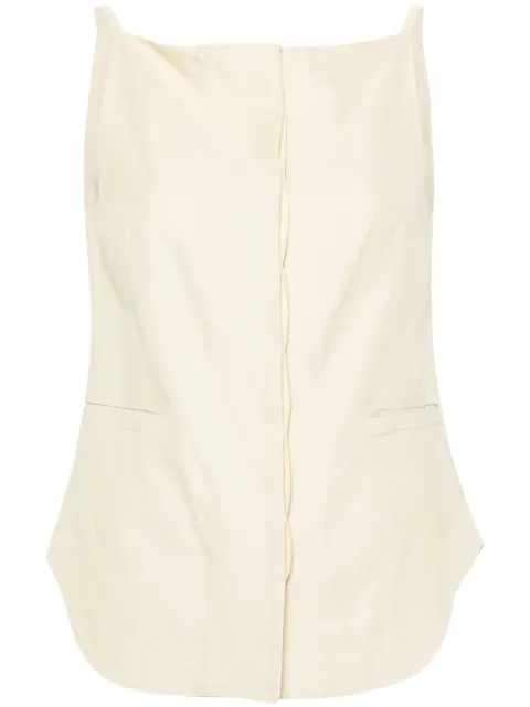 LouLou de Saison Mihant square-neck twill top Neutrals MIHANT