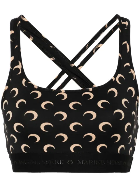 Marine Serre All Over Moon sports bra Black WUW055CJER0001
