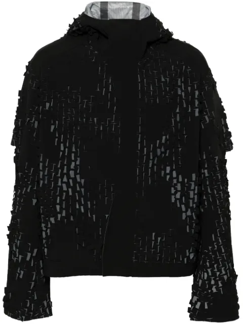 HELIOT EMIL Morphogens lasercut-pattern hooded jacket Black PRESS24M02108
