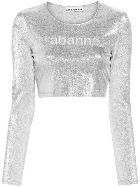 Rabanne gem-logo cropped T-shirt Silver 24PJTO710VI0261