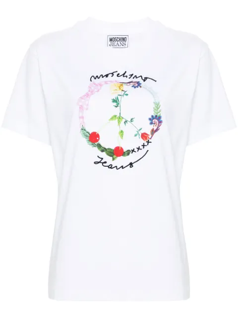 MOSCHINO JEANS logo-raised cotton T-shirt White K2A07193762