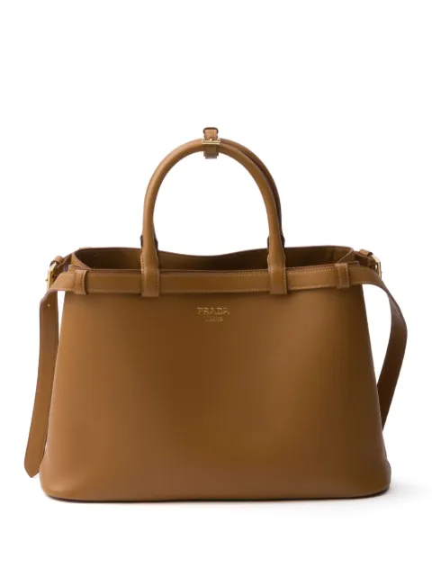 Prada buckle medium leather handbag with double belt Brown 1BA417VOOO2CYS