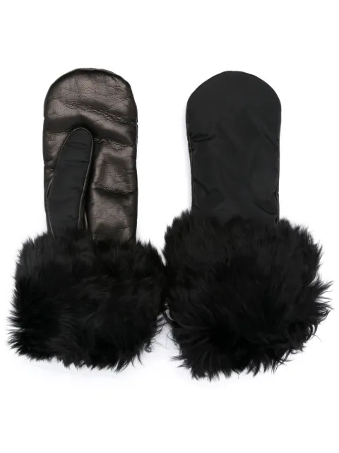 Prada faux-fur leather gloves Black 1GG1092DEV
