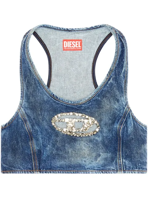 Diesel De-Top-Fsd crystal-embellished top Blue A138210PGAL