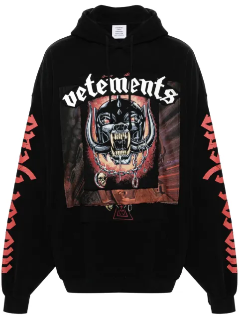 VETEMENTS logo-appliqué hoodie Black UE64HD290BB