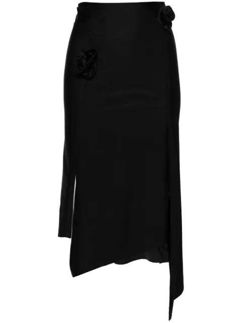 Coperni floral-appliqué asymmetric midi skirt Black COPJS30545098