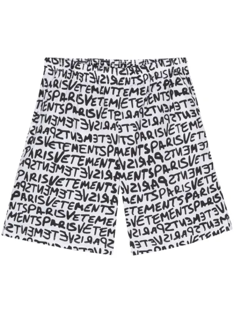 VETEMENTS logo-print cotton shorts White UE64SS300WB