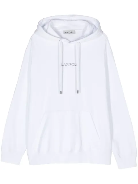 Lanvin logo-embroidered cotton hoodie White RUHO0009J110P24