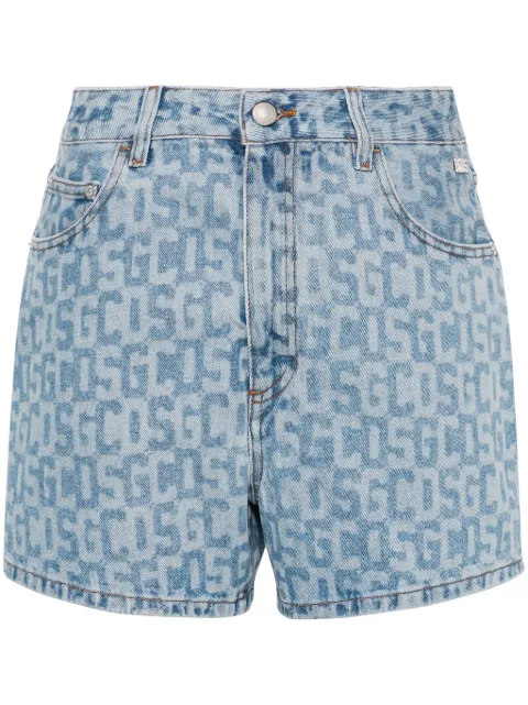 GCDS monogram high-rise denim shorts Blue A1CW3100DA2