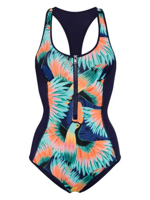 Duskii abstract-print racerback swimsuit Multicolour DNO23088T
