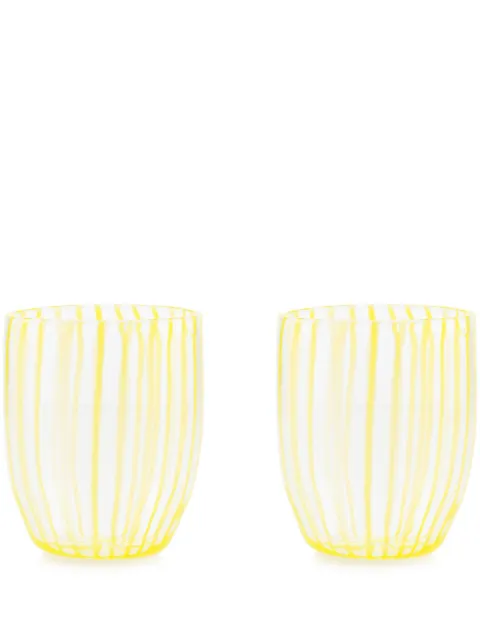 AQUAZZURA CASA Capri Stripe Murano glass tumblers (set of two) Yellow CASTUMX2GLALTYU00