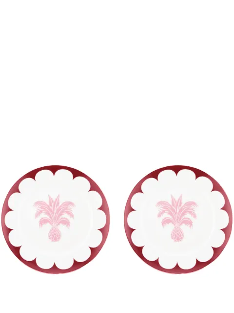 AQUAZZURA CASA Jaipur porcelain dessert plates (set of two) White JAIDEPX2PCNBAPU00