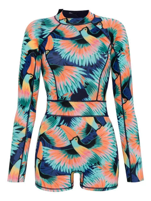 Duskii tropical-print long-sleeved paddle suit Multicolour DNS23091T