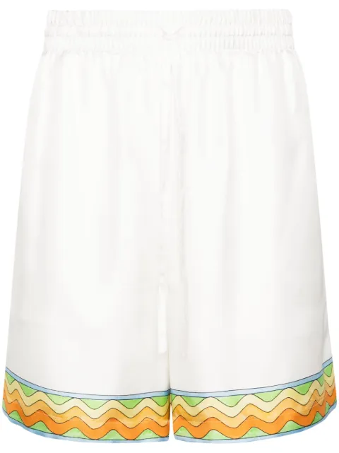 Casablanca Afro Cubism Tennis Club silk shorts White MS24TR01204