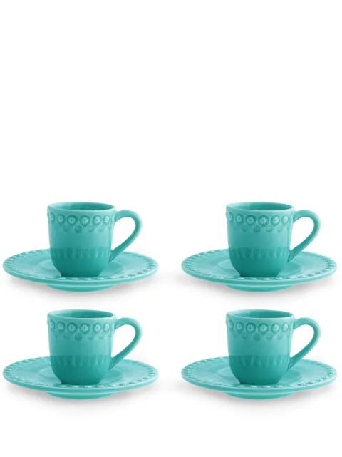 Bordallo Pinheiro Fantasia coffee cup and saucer (set of four) Blue 65031376