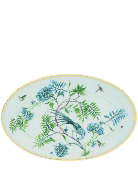 AQUAZZURA CASA Secret Garden oval platter (20cm) Green SGAOVP31PCNKGRU00