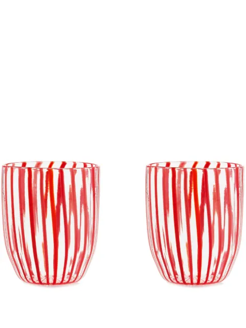 AQUAZZURA CASA Capri Stripe tumblers (set of two) Red CASTUMX2GLALHRU00