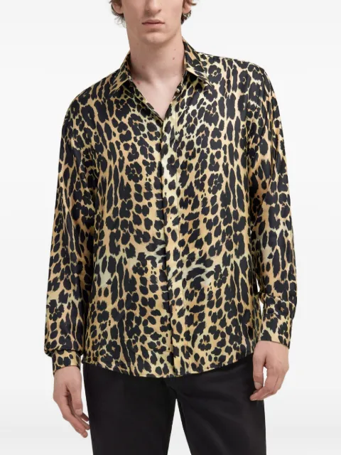 Roberto Cavalli leopard-print silk shirt Brown SRT7134QO20