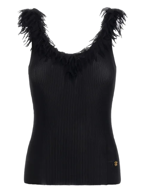 Roberto Cavalli ribbed trimmed tank top Black SWM601MI001