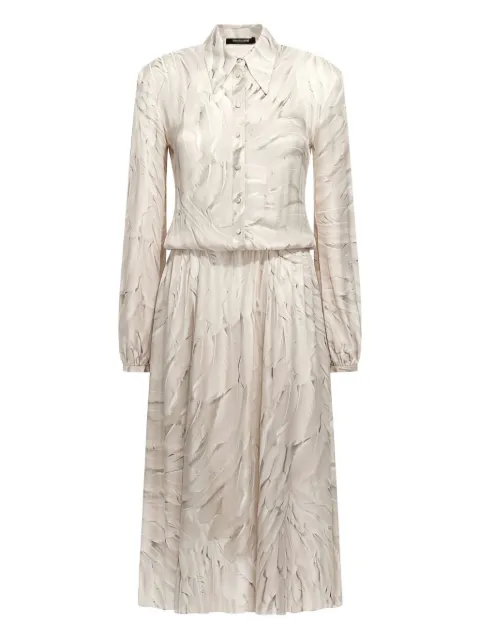 Roberto Cavalli feather-print midi shirt dress White SWT1176DL74