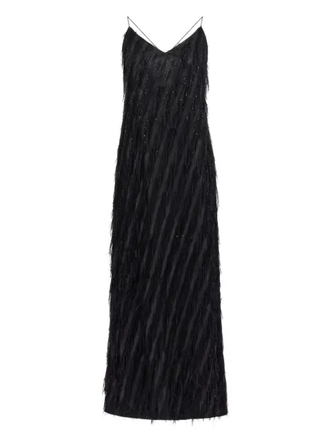 Roberto Cavalli fringe-embellished slip dress Black SWT151FC005