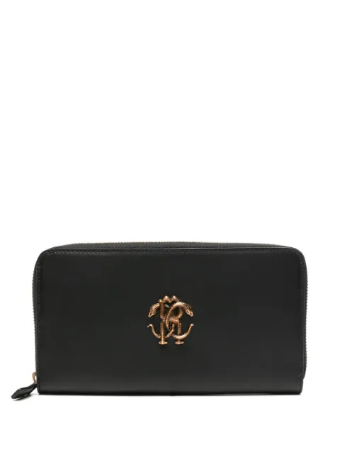 Roberto Cavalli monogram-plaque leather wallet Black SKA001PZ172