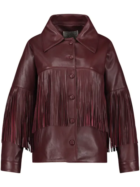 DANCASSAB Taylor fringed leather jacket Red DCFW22MTAYVINFL