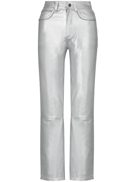 DANCASSAB Ruth leather trousers Silver DCAT22MRUTPLVPP