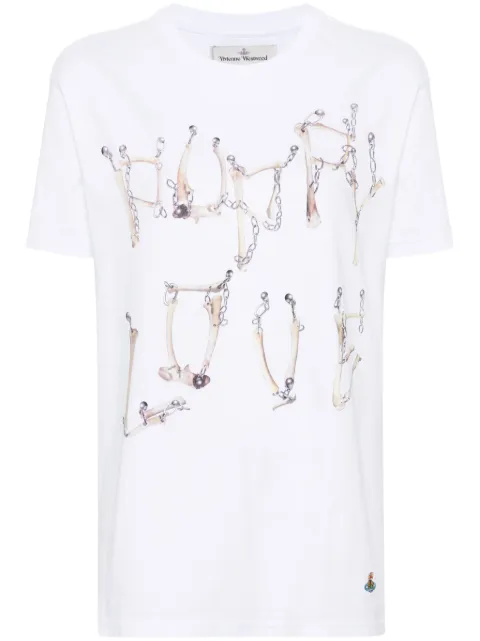 Vivienne Westwood Bones 'n chain cotton T-shirt White 3G01001QJ001M