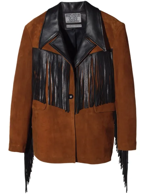 DANCASSAB Patsy fringe-trim suede jacket Brown DCFW19MPATCA3FL